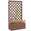 Streamdale Furniture Raised Garden Bed with Trellis Lattice, Wood Planter Box with Self Draining Gap, Freestanding Trellis Planter for Climbing Plants, Vines, Flowers, 29.5" x 13.25" x 53.25", Light Brown
