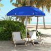 Streamdale Furniture 5.7' Portable Beach Umbrella with Tilt, Adjustable Height, 2 Cup Holders & Hooks, UV 40+ Ruffled Outdoor Umbrella with Vented Canopy, Blue - Image 4
