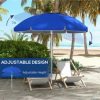 Streamdale Furniture 5.7' Portable Beach Umbrella with Tilt, Adjustable Height, 2 Cup Holders & Hooks, UV 40+ Ruffled Outdoor Umbrella with Vented Canopy, Blue - Image 8