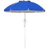 Streamdale Furniture 5.7' Portable Beach Umbrella with Tilt, Adjustable Height, 2 Cup Holders & Hooks, UV 40+ Ruffled Outdoor Umbrella with Vented Canopy, Blue