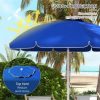 Streamdale Furniture 5.7' Portable Beach Umbrella with Tilt, Adjustable Height, 2 Cup Holders & Hooks, UV 40+ Ruffled Outdoor Umbrella with Vented Canopy, Blue - Image 10