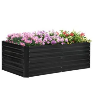 Streamdale Furniture Galvanized Raised Garden Bed Kit with Reinforcing Bars, Large and Tall Metal Planter Box for Vegetables, Flowers and Herbs, 6' x 3' x 2', Black