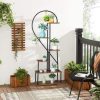 Slickblue Artisasset 2pcs 6 Layers Half Heart Iron Wood Plant Stand - Image 3