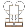 Slickblue Artisasset 2pcs 6 Layers Half Heart Iron Wood Plant Stand