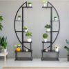 Slickblue Artisasset 2pcs 6th Floor Half Moon Ironwood Plant Stand - Image 5