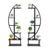 Slickblue Artisasset 2pcs 6th Floor Half Moon Ironwood Plant Stand