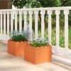 SUGIFT 2 Pack Square Planter Box with Drainage Gaps for for Front Porch Garden Balcony - Image 6