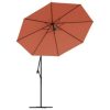 Cantilever Garden Parasol with LED Lights and Steel Pole Terracotta - Image 4