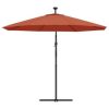 Cantilever Garden Parasol with LED Lights and Steel Pole Terracotta - Image 5