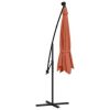 Cantilever Garden Parasol with LED Lights and Steel Pole Terracotta - Image 7