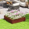 Outsunny 4' x 4' Outdoor Raised Garden Steel Planter Bed Frame, Natural - Image 2