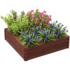 Outsunny 4' x 4' Outdoor Raised Garden Steel Planter Bed Frame, Natural