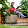 10" Round Lava Finish Ceramic Plant Pot Set - Image 5