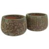 10" Round Lava Finish Ceramic Plant Pot Set