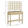 Outsunny Wooden Raised Planter with Trellis, Garden Box with Storage Shelf - Image 2