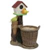 Sunnydaze Decor Polyresin Bird House Outdoor Statue Planter with Solar LED Lighted Birds