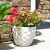 11.25" Raised Honeycomb Pattern Glazed Ceramic Plant Pot Set - Image 4