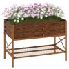 Outsunny Galvanized Raised Garden Bed w/Legs and Storage Shelf, Dark