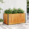 Garden Planter 33.5"x17.7"x17.3" Solid Wood Acacia and Steel - Image 6