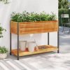 Garden Planter with Shelf 43.3"x17.7"x31.5" Solid Wood Acacia and Steel - Image 7