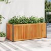 Garden Planter 43.3"x17.7"x17.3" Solid Wood Acacia and Steel - Image 2
