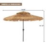 10 Ft. Outdoor Double Top Solar Light Hawaiian Style Thatch Umbrella - Image 2