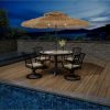 10 Ft. Outdoor Double Top Solar Light Hawaiian Style Thatch Umbrella - Image 3