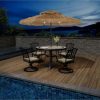 10 ft. Outdoor Double Layer Hawaiian Style Market Umbrella in Brown with Base and 32 - Image 3