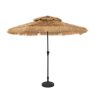 10 ft. Outdoor Double Layer Hawaiian Style Market Umbrella in Brown with Base and 32