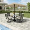 8 ft. x 10 ft. Square Crank Design Skirt with Skylight Outdoor Market Umbrella in Red with Base - Image 3