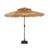 9 ft. Outdoor Double Layer Hawaiian Style Market Umbrella in Brown with Base and 32