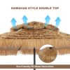 10 ft. Outdoor Double Layer Hawaiian Style Market Umbrella in Brown with Base and 32 - Image 5