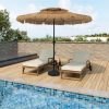 10 ft. Outdoor Double Layer Hawaiian Style Market Umbrella in Brown with Base and Crank Tilt - Image 8