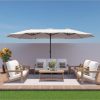 MONDAWE 15 ft Solar LED Double Sided Twin Outdoor Patio Market Umbrella with Base Weight Included - Image 4
