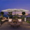 MONDAWE 15 ft Solar LED Double Sided Twin Outdoor Patio Market Umbrella with Base Weight Included - Image 5