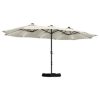 MONDAWE 15 ft Solar LED Double Sided Twin Outdoor Patio Market Umbrella with Base Weight Included