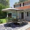 MONDAWE 15 ft Solar LED Double Sided Twin Outdoor Patio Market Umbrella with Base Weight Included - Image 11