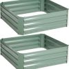 Aoodor  2 Pcs Outdoor Raised Garden Bed Galvanized Steel Planter Box