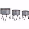 Industrial Planter Set ?C 3 Galvanized Tubs with Hairpin Metal Legs