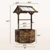 Outsunny Wooden Wishing Well Planter with Galvanized Canopy, Light - Image 2