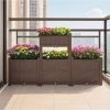 Brown rectangular raised garden bed kit for vegetables, herbs, flowers - Image 5