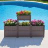 Brown rectangular raised garden bed kit for vegetables, herbs, flowers - Image 7